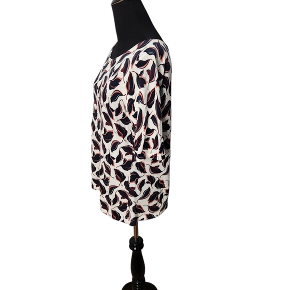 Ann Taylor Crew Neck 3/4 Sleeves Leaf  Size Large - Picture 7 of 8